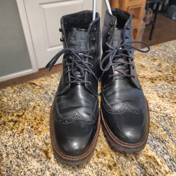 Johnston & Murphy Black Chukka Oxford Leather Boots Sz 11 Shearling Sheep Skin main image 10